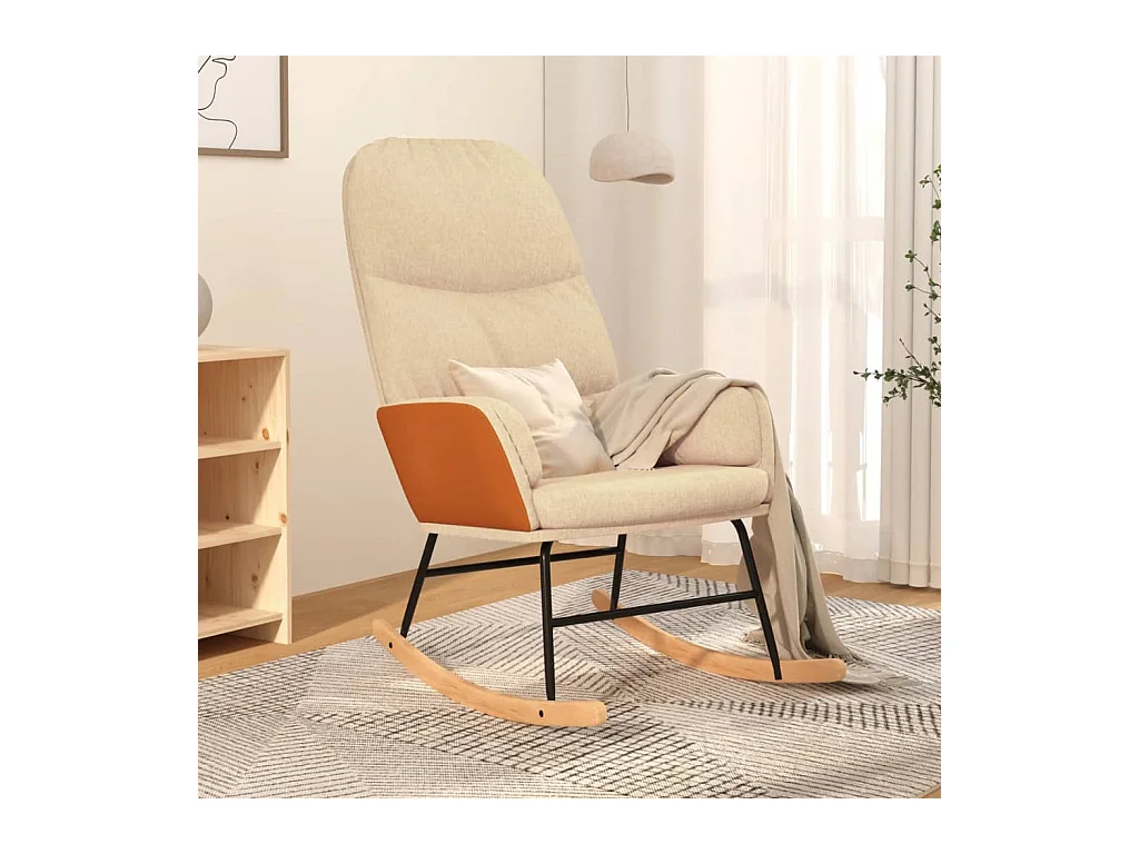 Sedia a dondolo in tessuto bianco crema