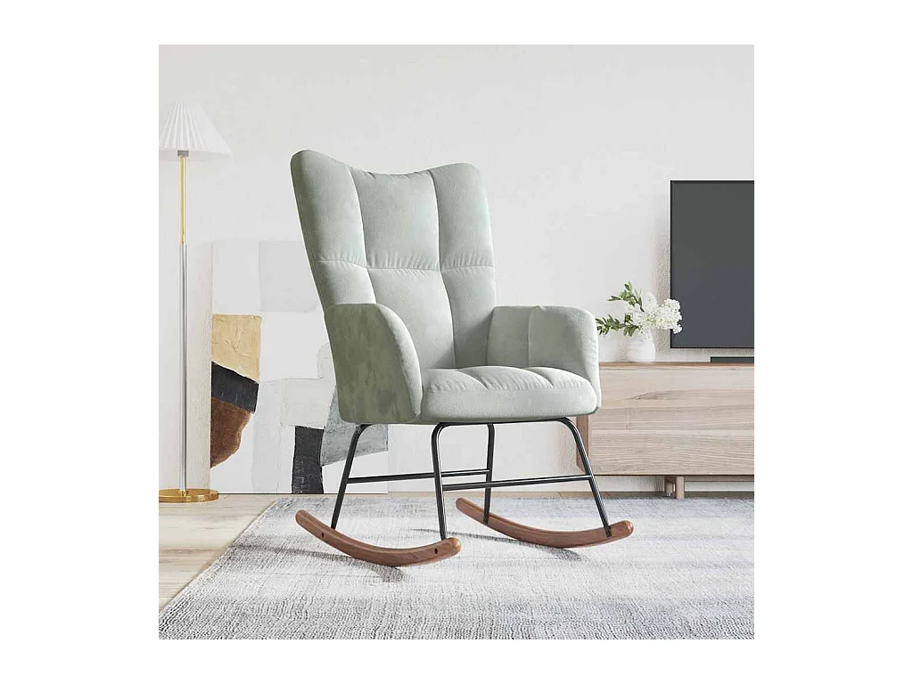 Schaukelstuhl Hellgrau Samt