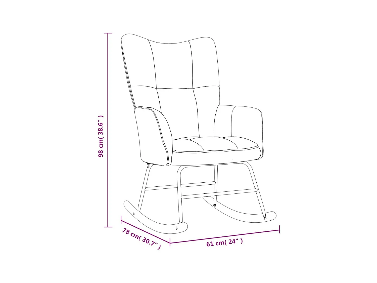 Schaukelstuhl Hellgrau Samt