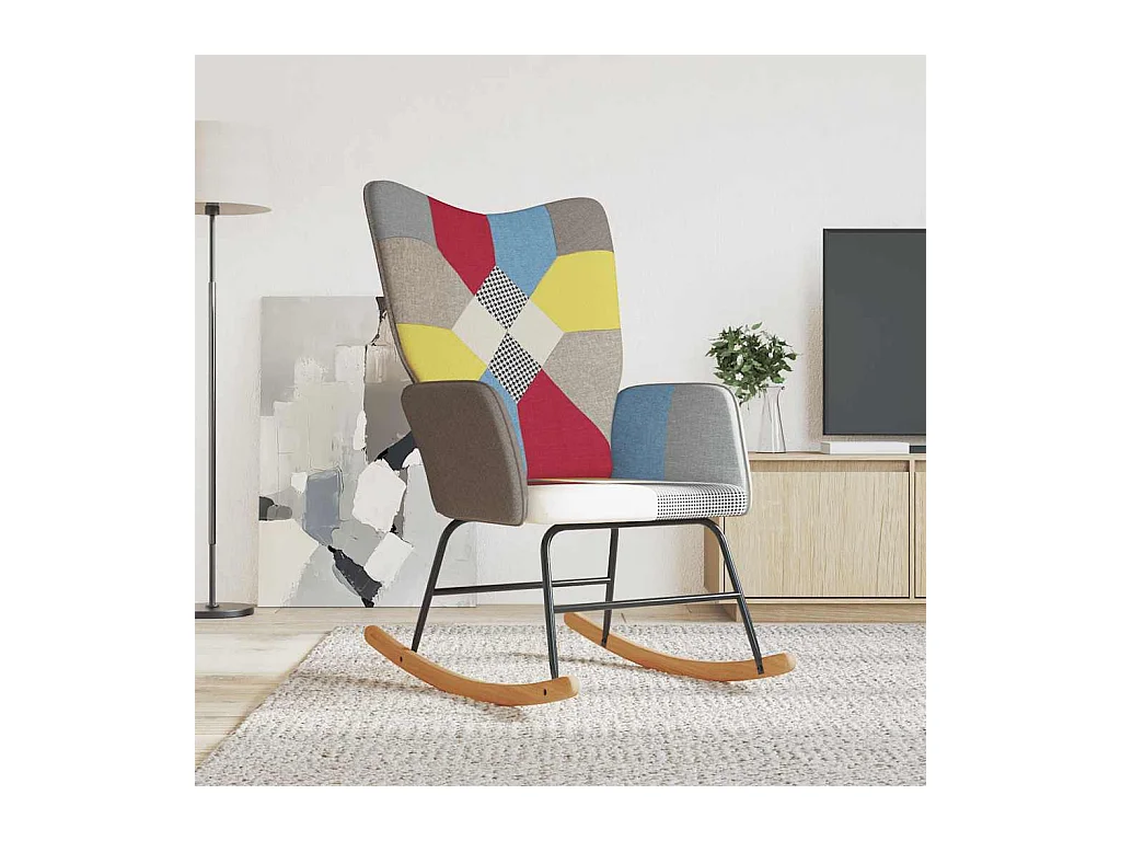 Sedia a dondolo in tessuto patchwork