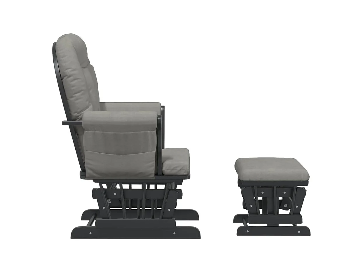 Mecedora con reposapiés Tela gris claro