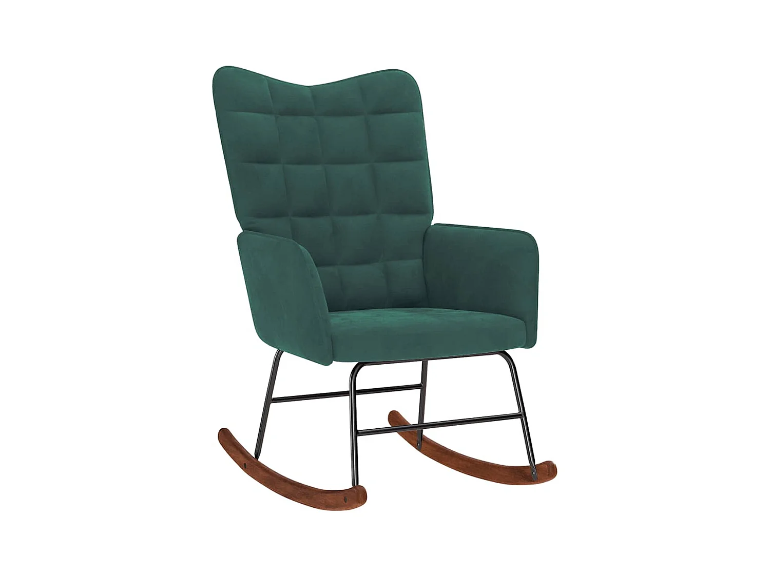 Chaise à bascule avec repose-pied vert foncé velours