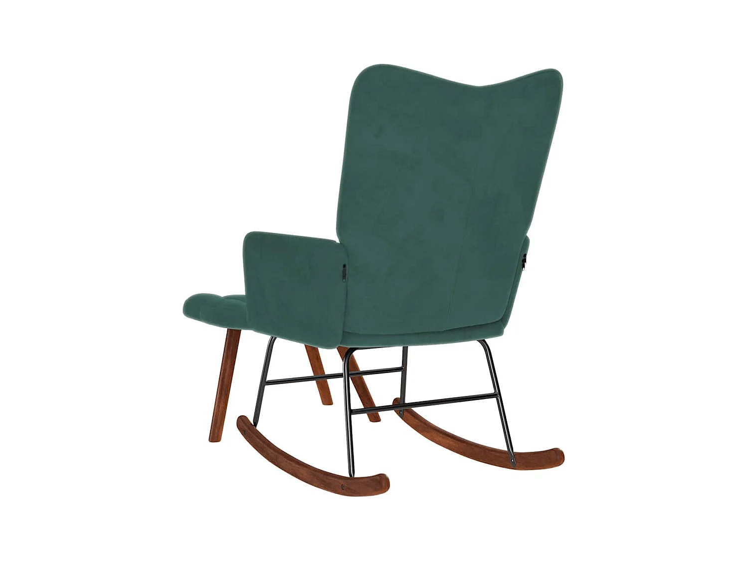 Chaise à bascule avec repose-pied vert foncé velours