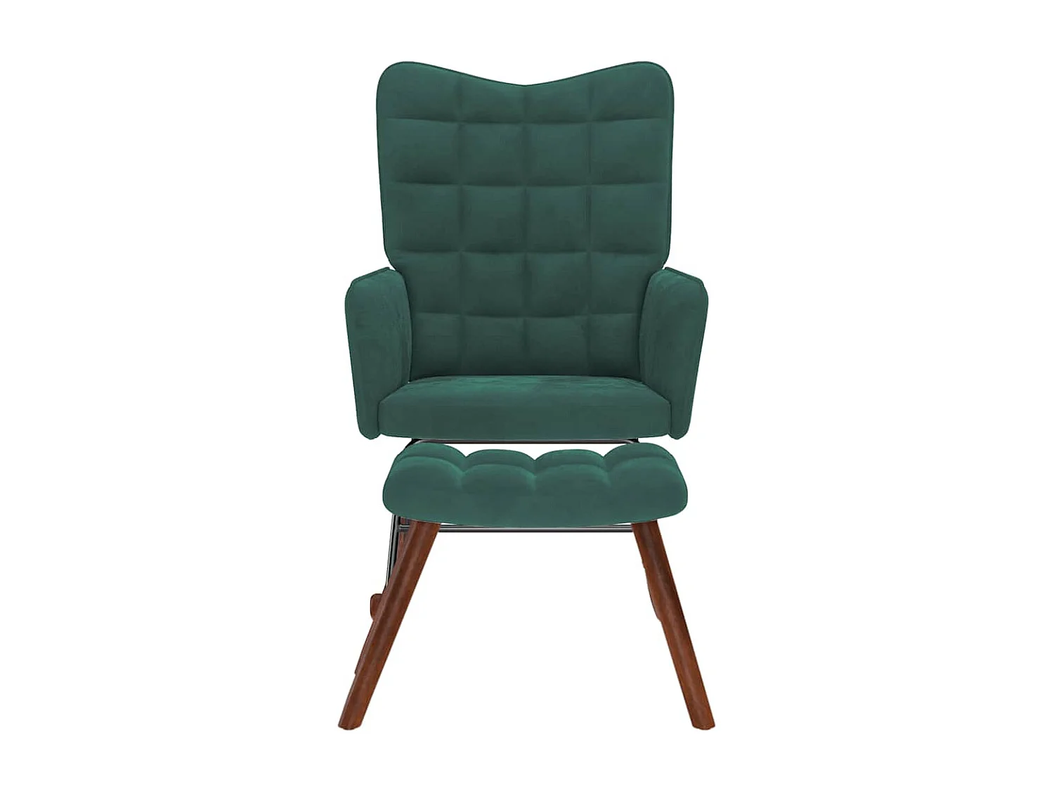 Schommelstoel met voetenbankje donkergroen fluweel