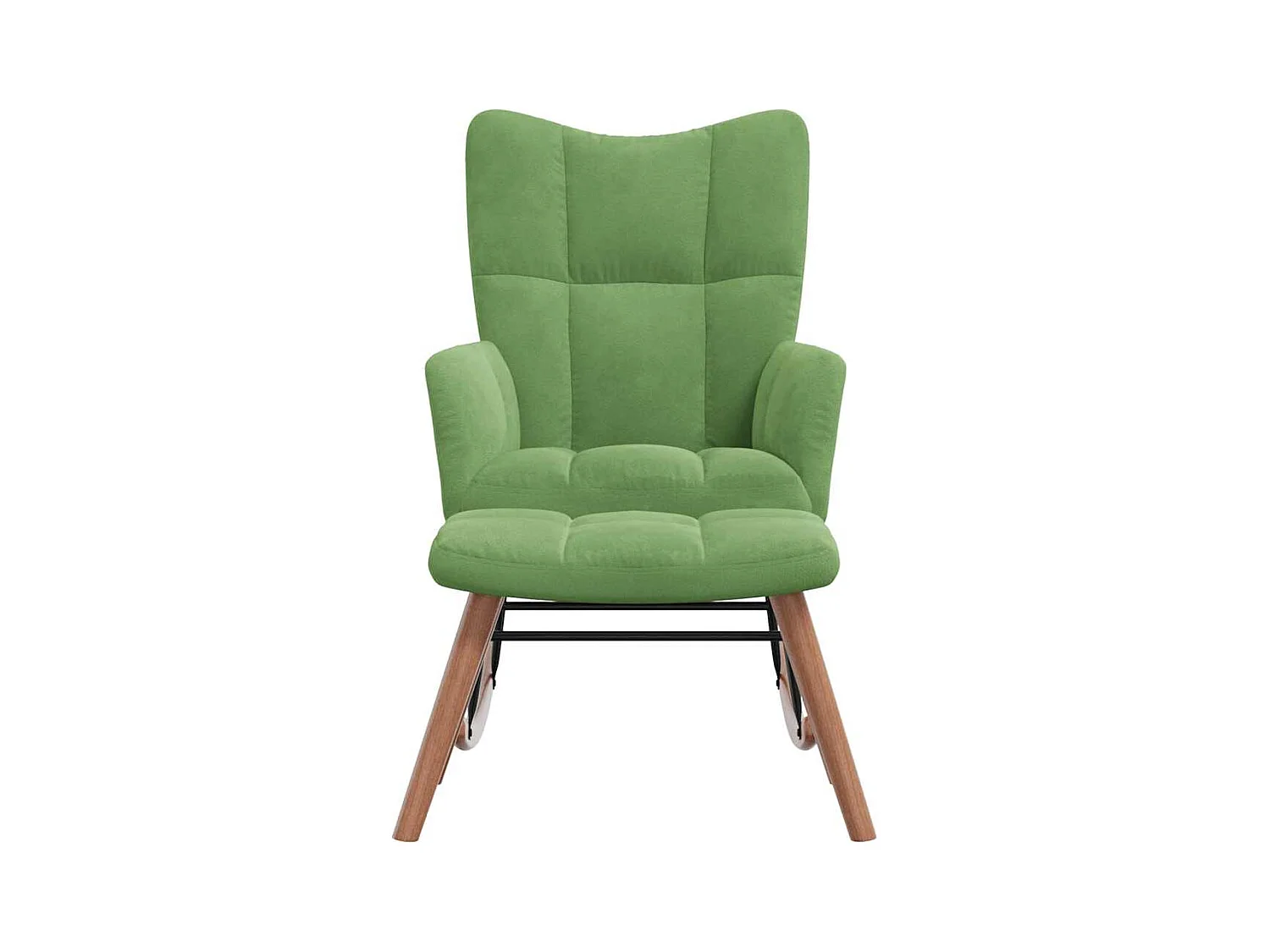 Schommelstoel met voetenbankje Lichtgroen Fluweel