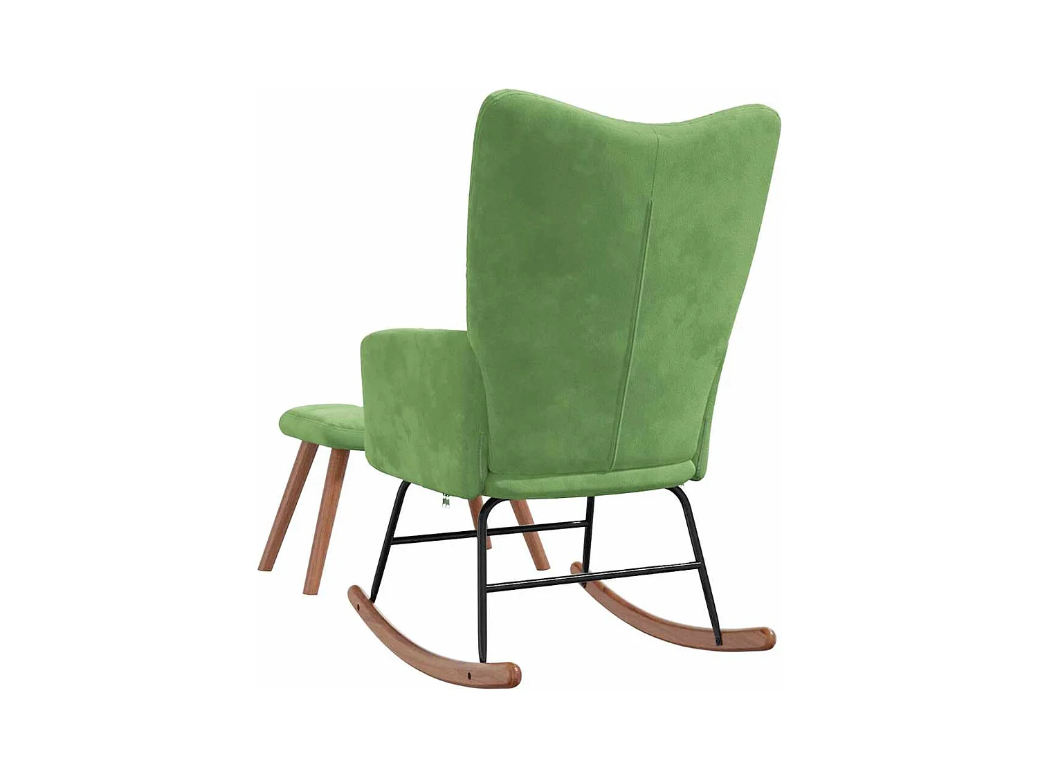 Schommelstoel met voetenbankje Lichtgroen Fluweel