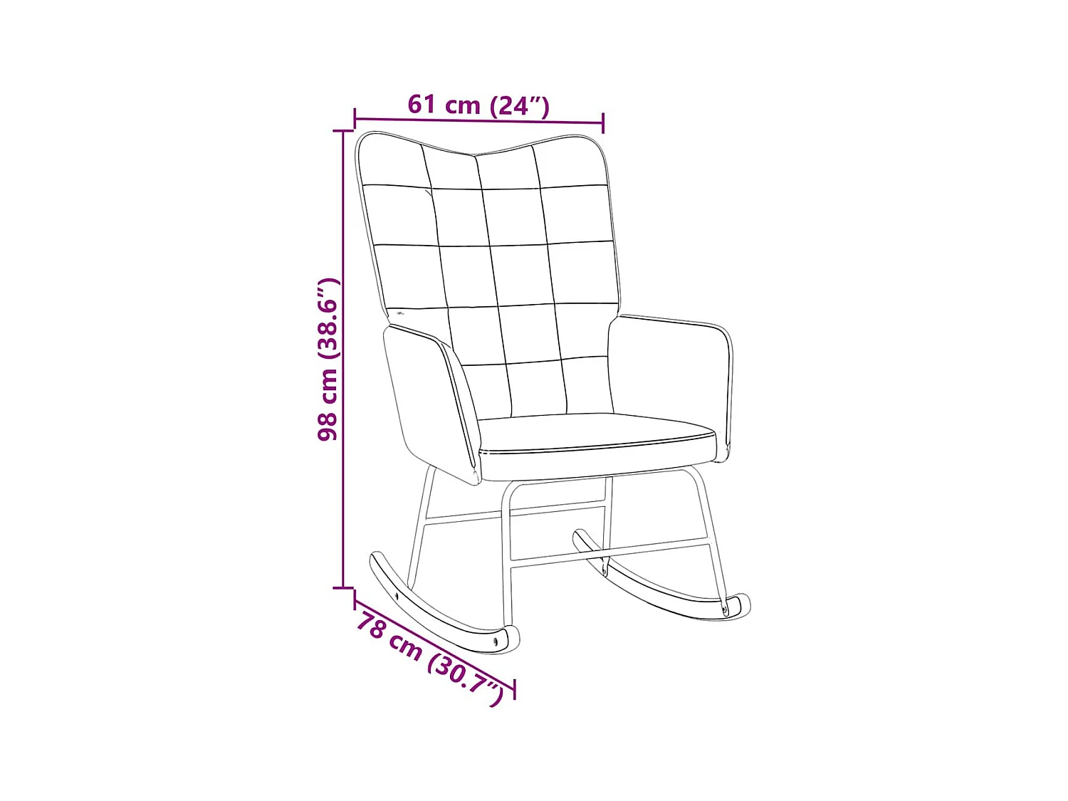 Chaise à bascule Rose Velours