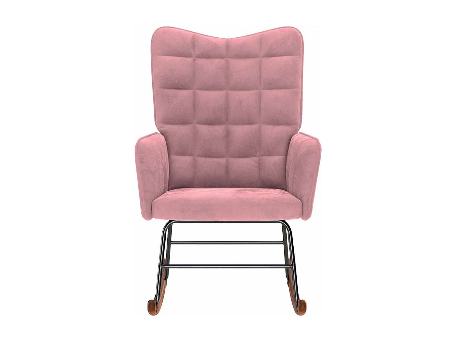 Sedia a dondolo in velluto rosa