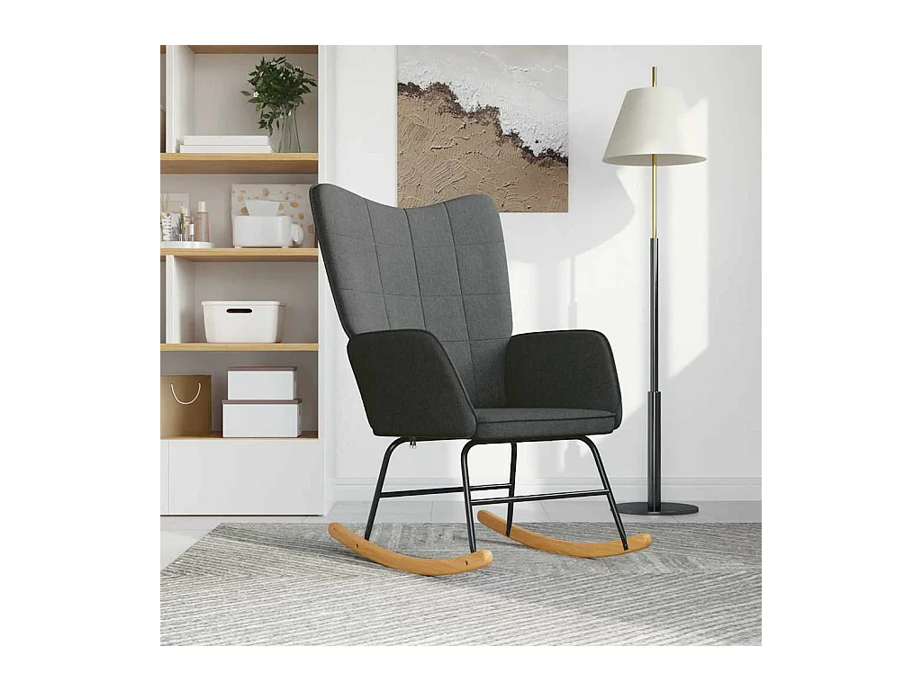 Sedia a dondolo in tessuto grigio scuro