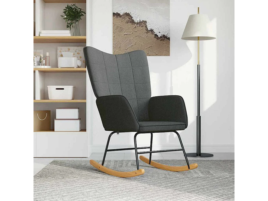 Mecedora de tela gris oscuro