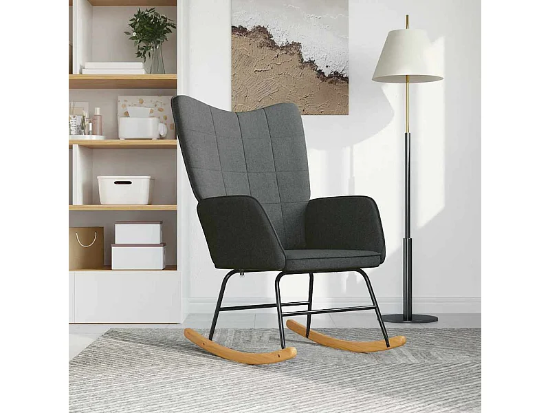 Sedia a dondolo in tessuto grigio scuro