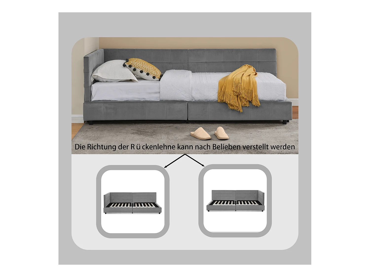 Eenpersoonsbed 90x200 cm, zacht fluwelen design, hoog hoofdeinde, eucalyptus frame, donkergrijs (90x200x70 cm)