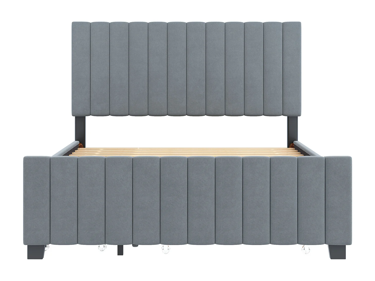 Lit rembourré 140 x 190 cm avec lit escamotable, 2 tiroirs de rangement, tissu en velours doux, lit pour enfants (sans matelas) (201.5x149.5x116.5 cm)