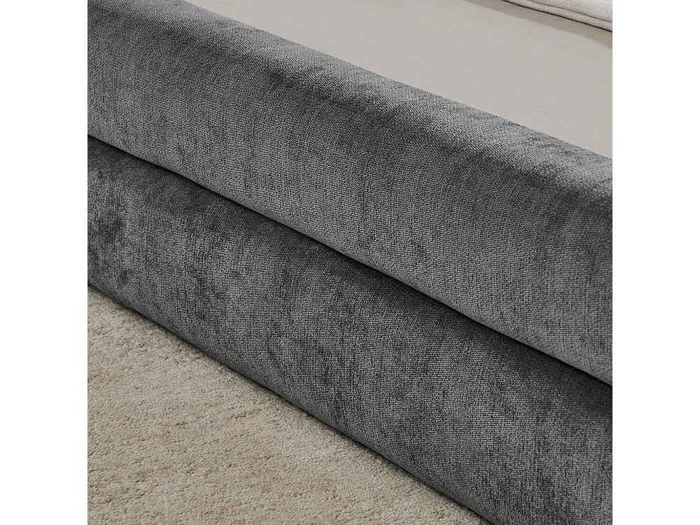 Lit simple 90x200 cm, design ergonomique, chenille doux, cadre en eucalyptus, gris foncé (90x200x60 cm)