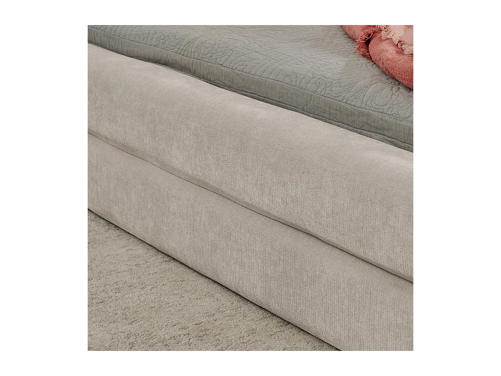 Cama doble 160x200 cm, diseño ergonómico, chenilla suave, estructura de eucalipto y metal, beige (160x200x60 cm)