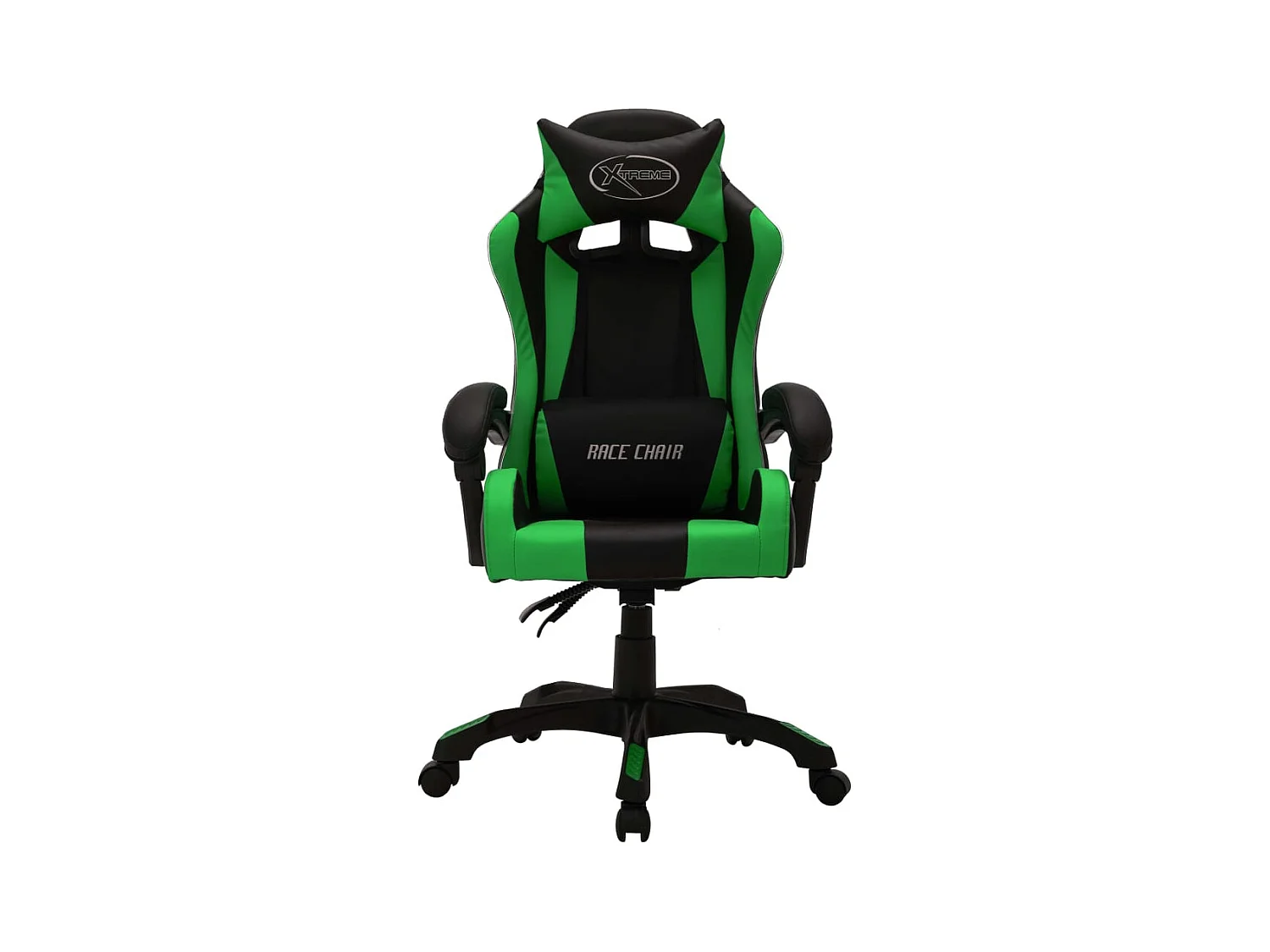 Gaming stoel met RGB LED groen en zwart kunstleer