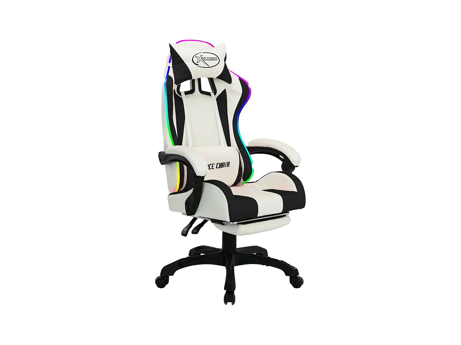 Zwart-witte RGB LED-gamingstoel van imitatieleer