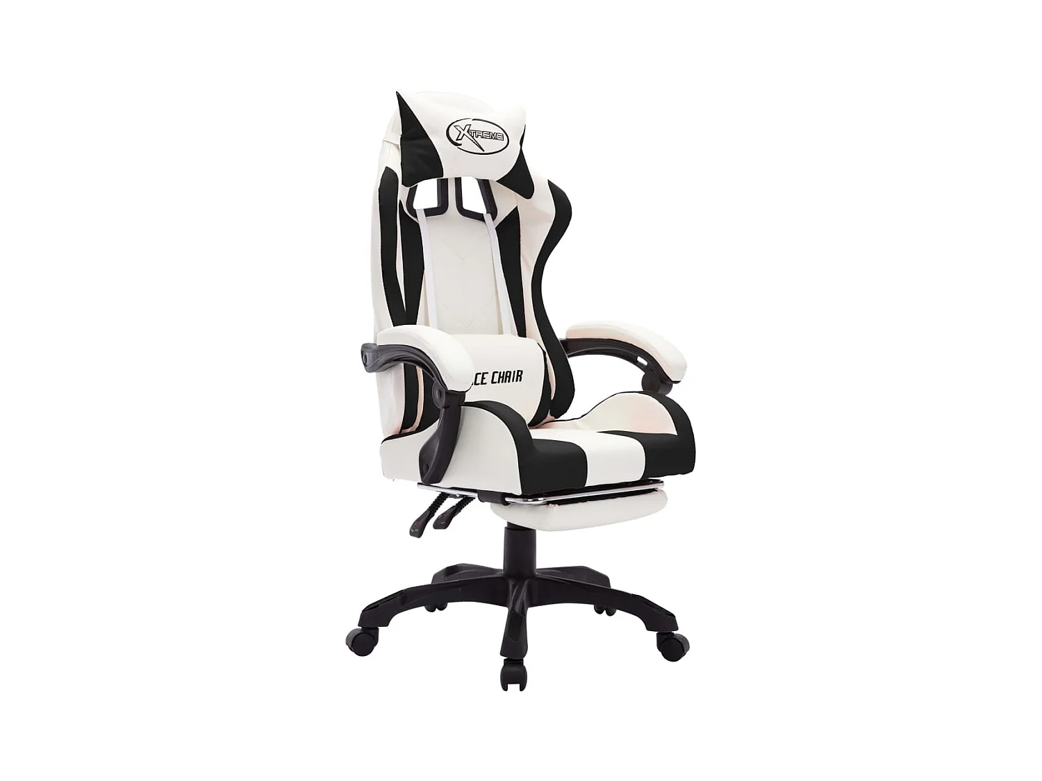 Zwart-witte RGB LED-gamingstoel van imitatieleer