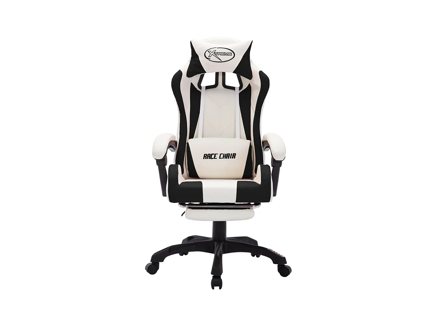 Zwart-witte RGB LED-gamingstoel van imitatieleer