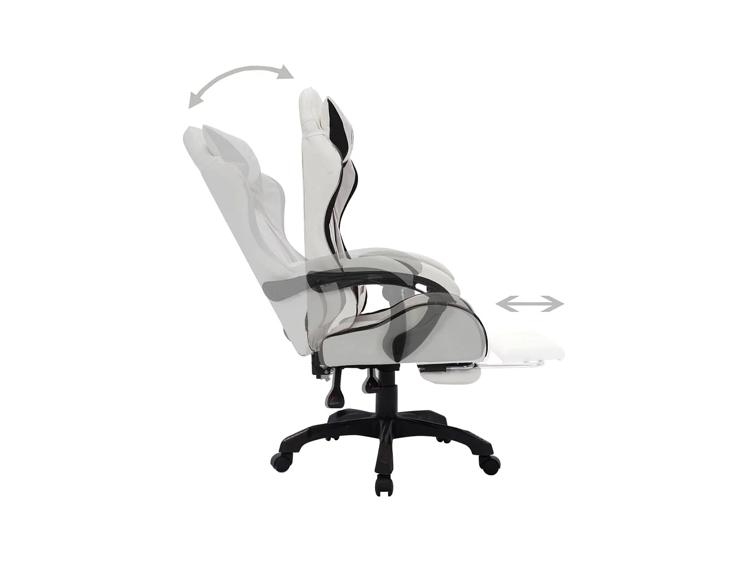 Zwart-witte RGB LED-gamingstoel van imitatieleer