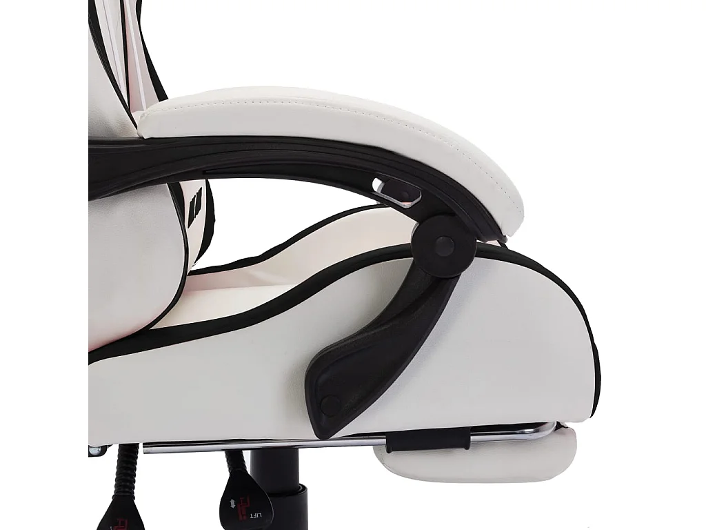 Sedia da gioco con LED RGB in similpelle bianca e nera