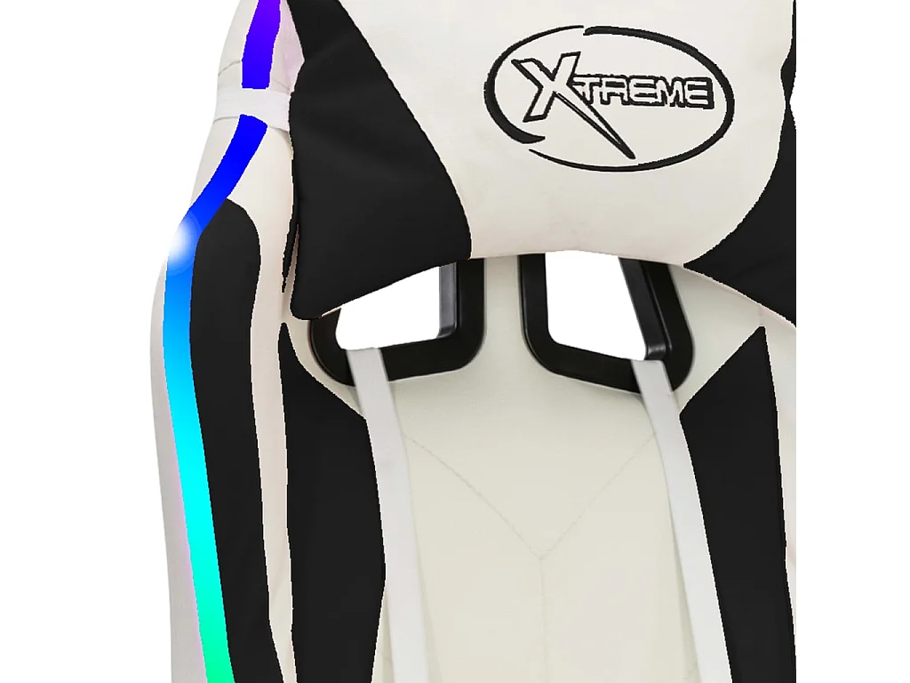 Sedia da gioco con LED RGB in similpelle bianca e nera