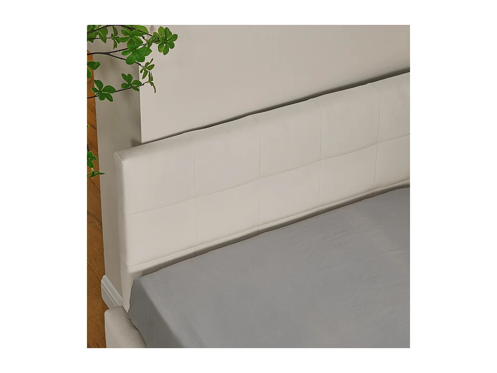 Eenpersoonsbed 90x200 cm, hoge fluwelen rugleuning, beige, eucalyptus bedframe (216x103x70 cm)