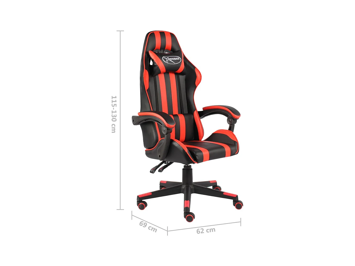 Fauteuil de jeux vidéo Noir et rouge Similicuir