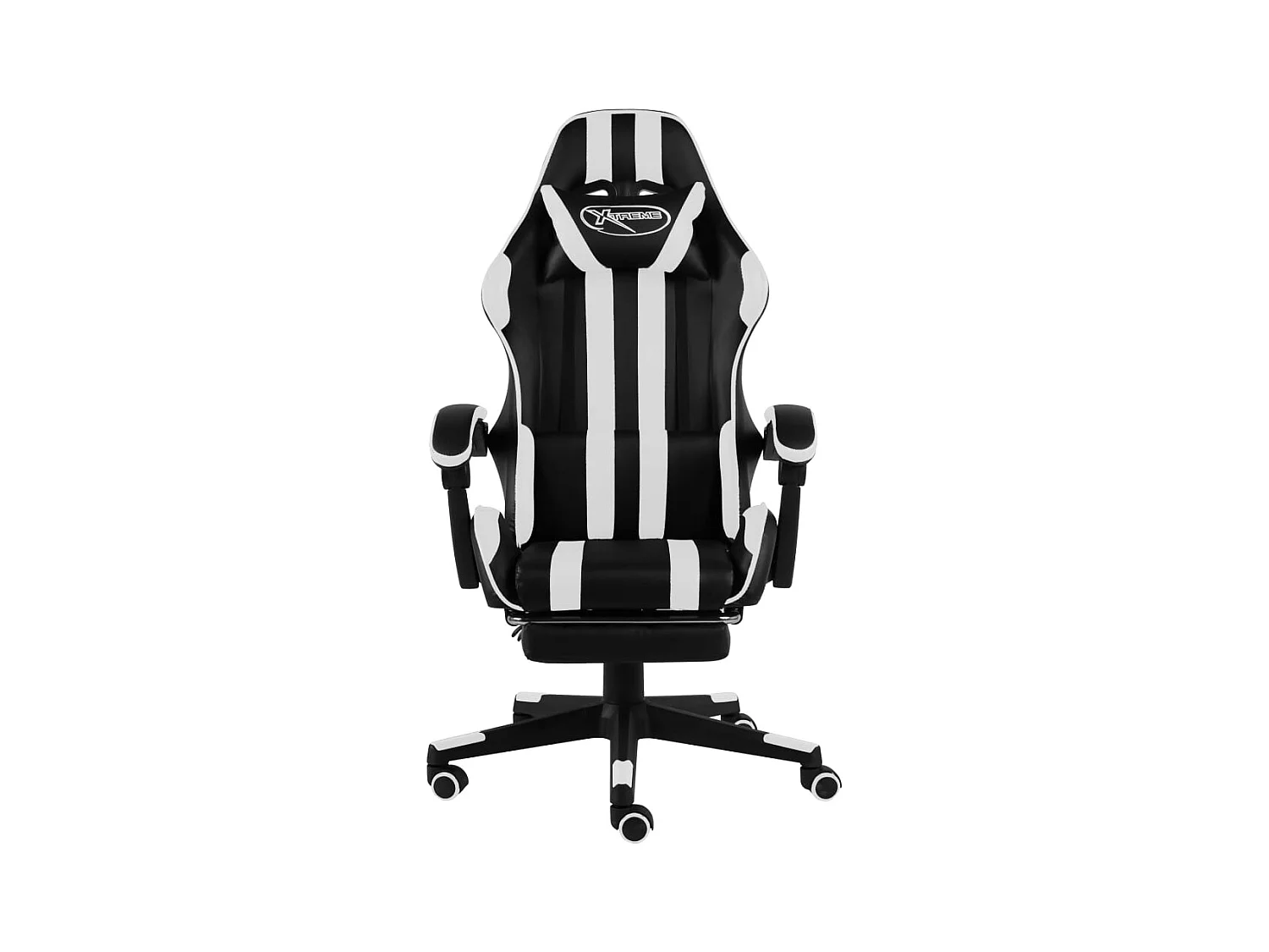 Fauteuil de jeux vidéo et repose-pied Noir et blanc Similicuir