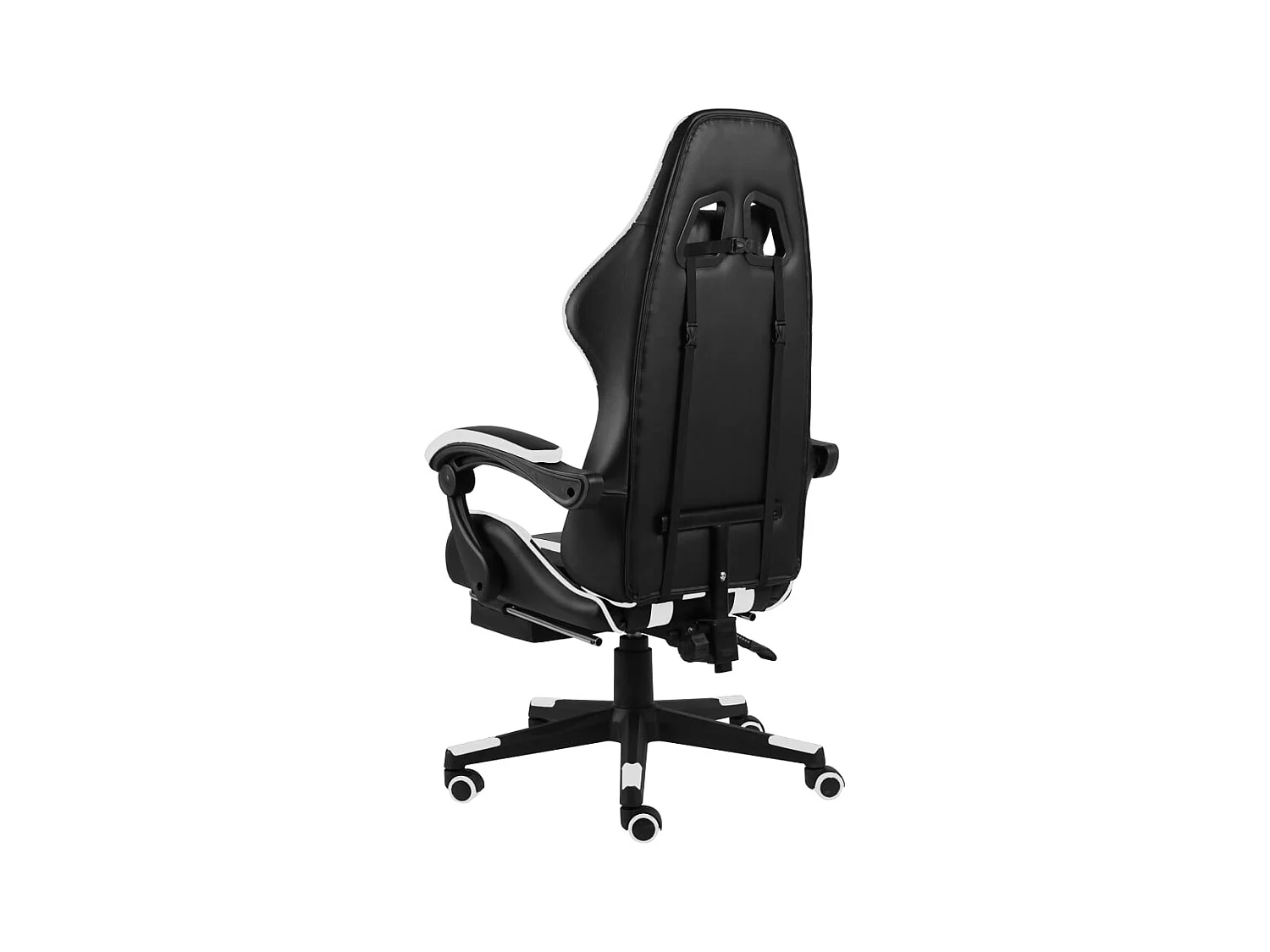 Fauteuil de jeux vidéo et repose-pied Noir et blanc Similicuir