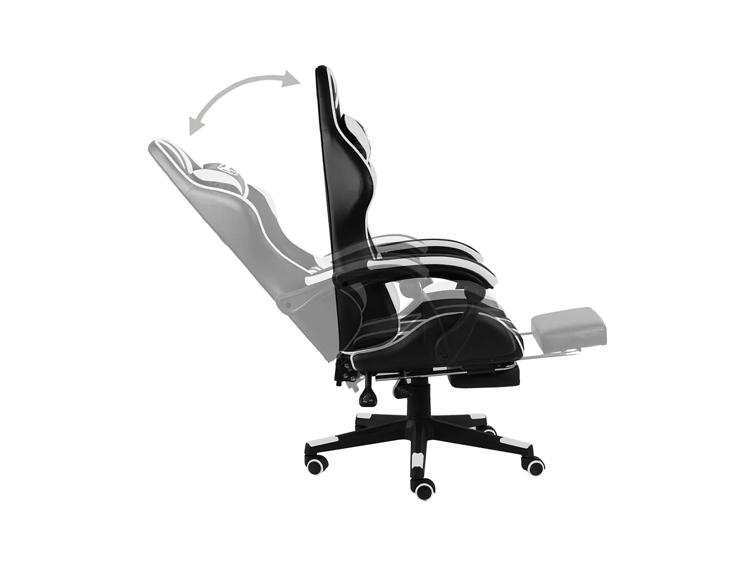 Fauteuil de jeux vidéo et repose-pied Noir et blanc Similicuir