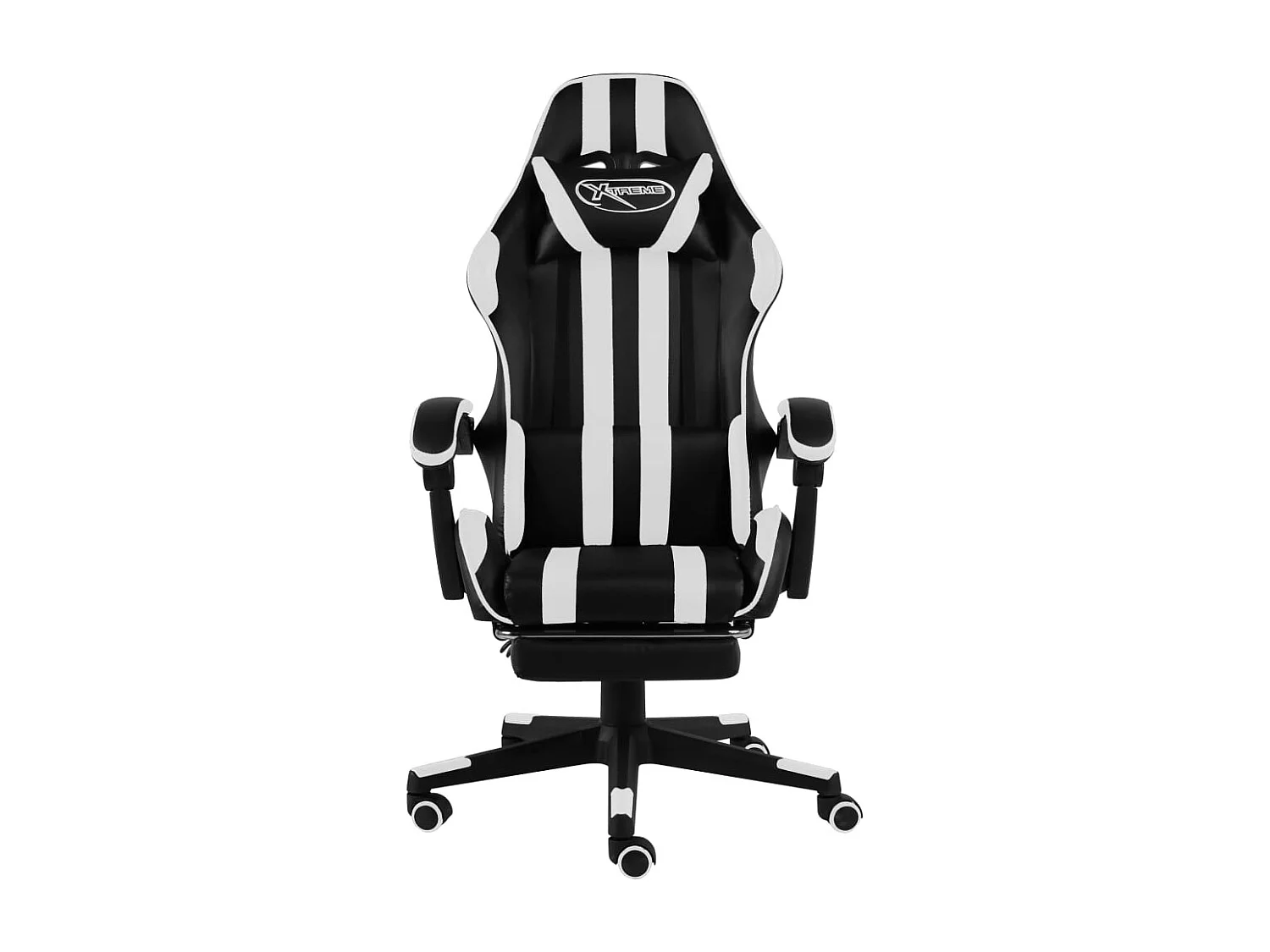 Fauteuil de jeux vidéo et repose-pied Noir et blanc Similicuir