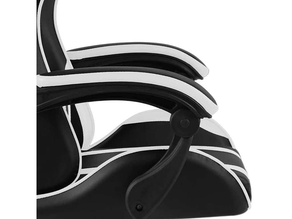 Fauteuil de jeux vidéo et repose-pied Noir et blanc Similicuir
