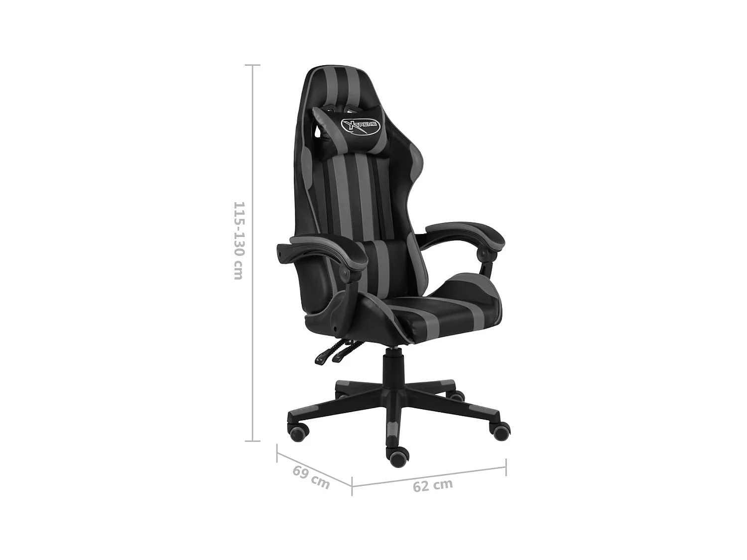 Fauteuil de jeux vidéo Noir et gris Similicuir