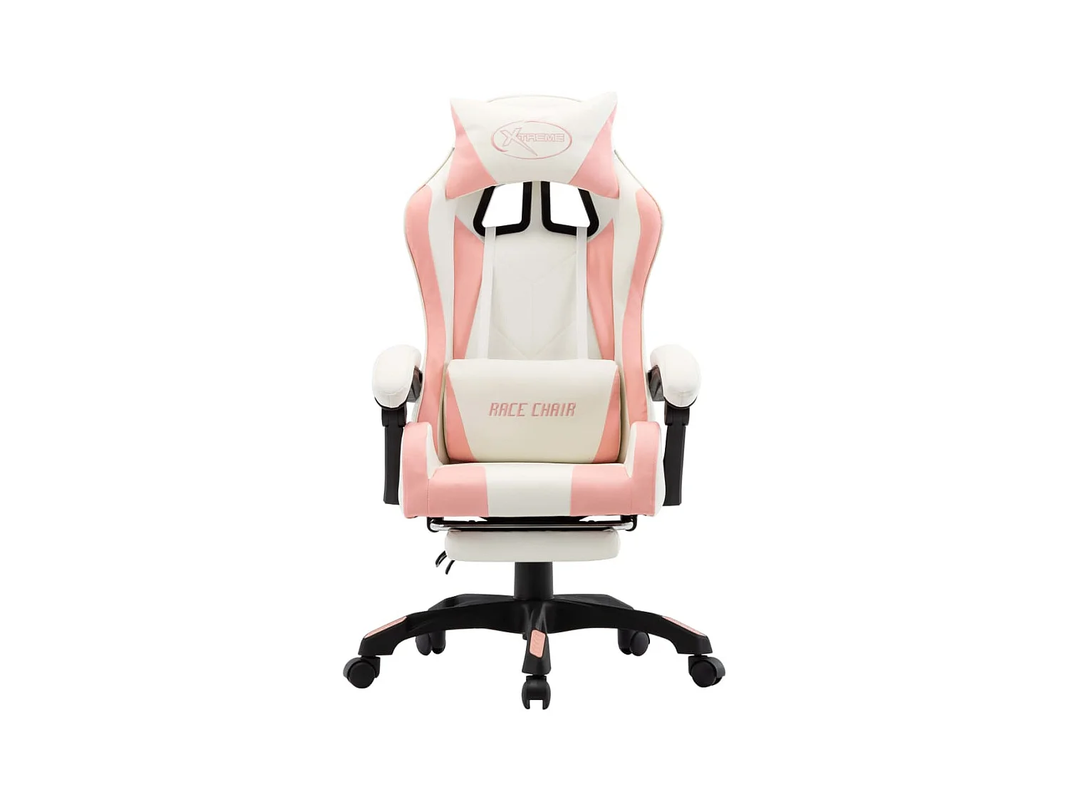 Fauteuil de jeux vidéo et repose-pied Rose et blanc Similicuir