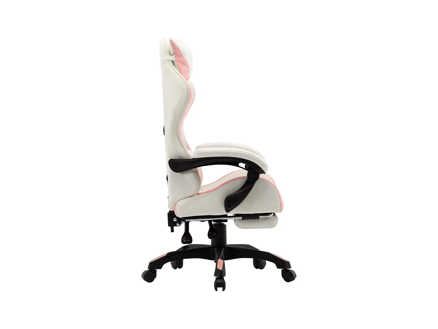Fauteuil de jeux vidéo et repose-pied Rose et blanc Similicuir