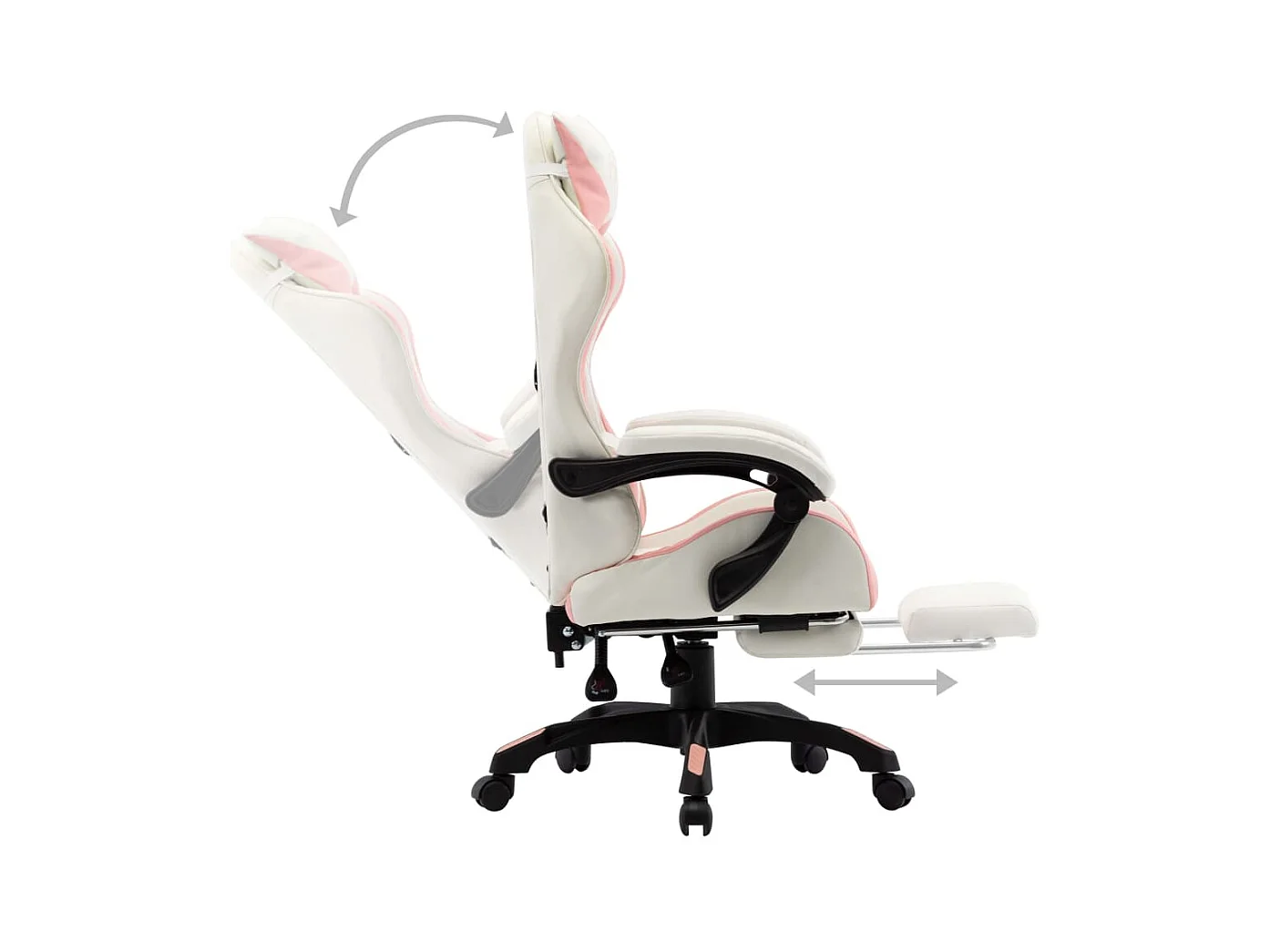 Fauteuil de jeux vidéo et repose-pied Rose et blanc Similicuir