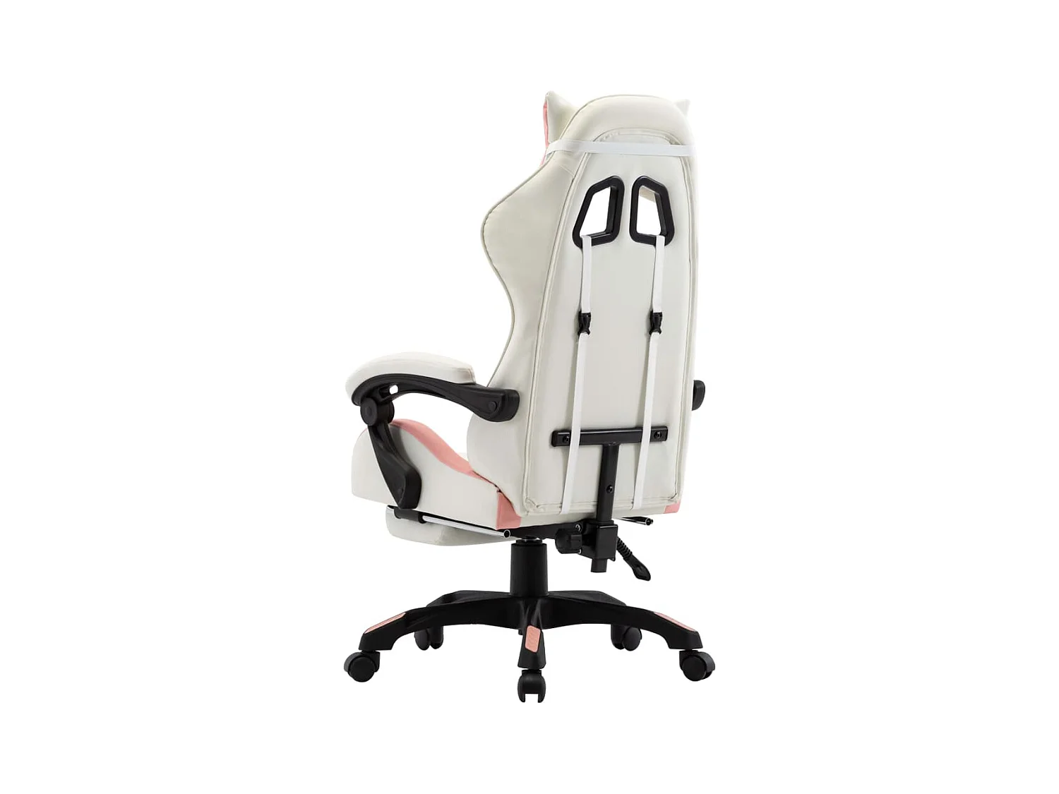 Fauteuil de jeux vidéo et repose-pied Rose et blanc Similicuir