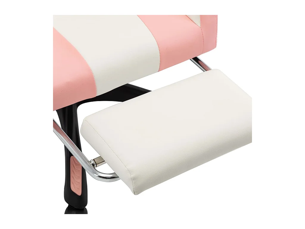 Fauteuil de jeux vidéo et repose-pied Rose et blanc Similicuir