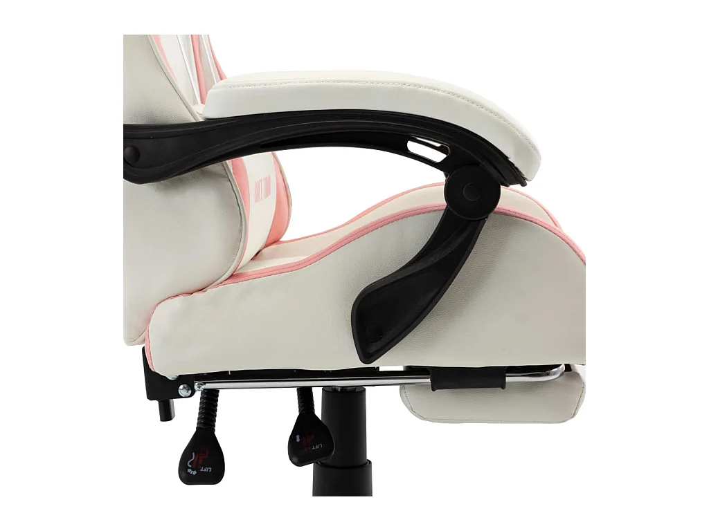 Fauteuil de jeux vidéo et repose-pied Rose et blanc Similicuir