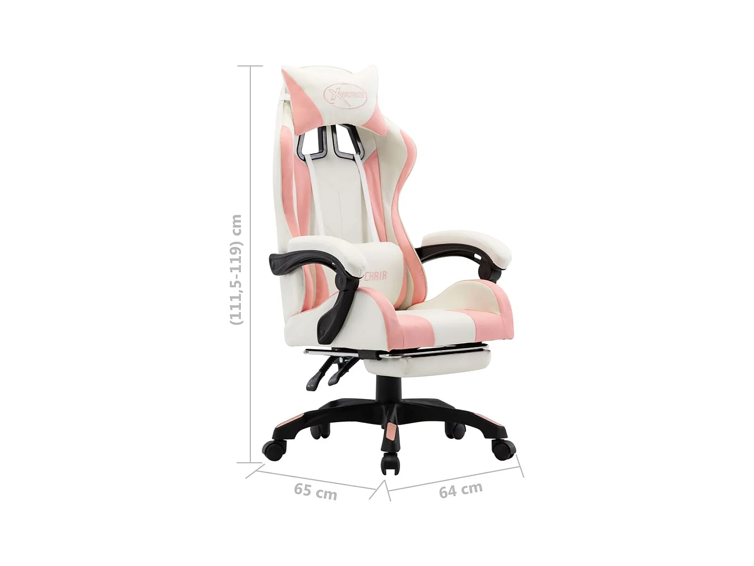 Fauteuil de jeux vidéo et repose-pied Rose et blanc Similicuir