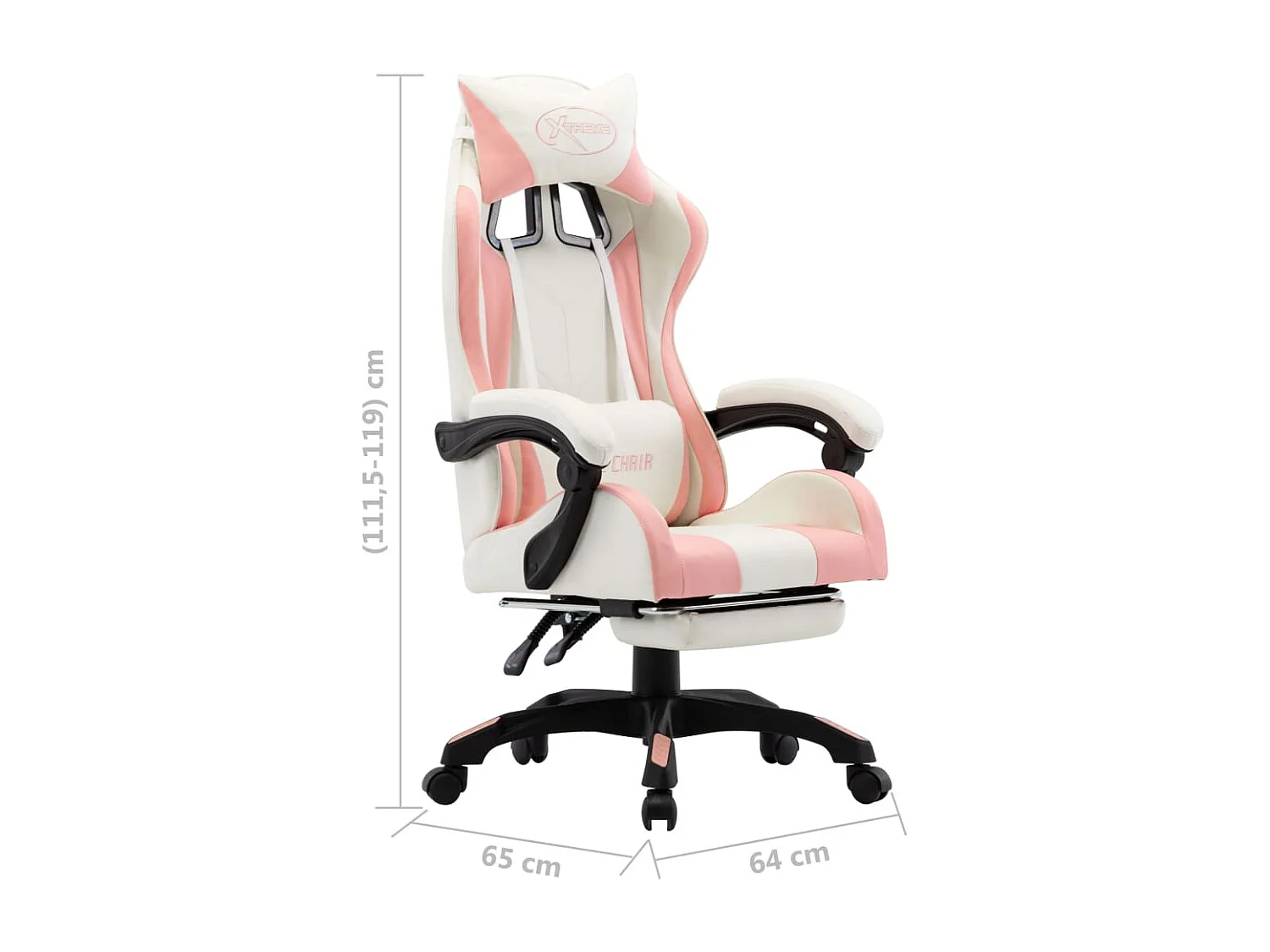 Sedia da gioco e poggiapiedi in similpelle rosa e bianca