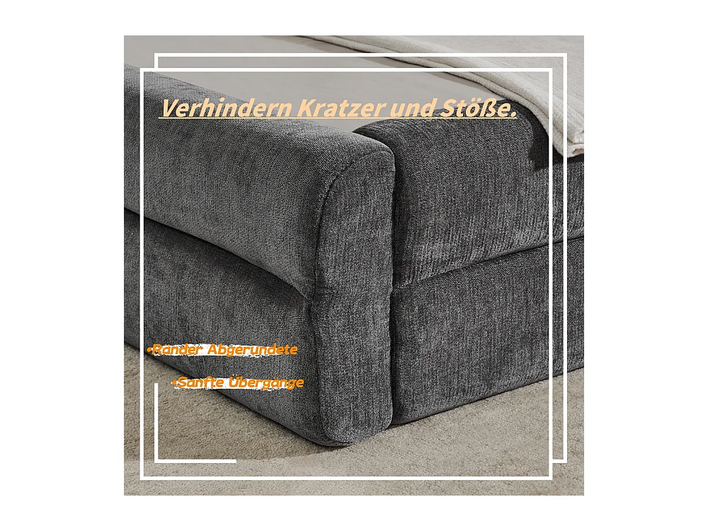 Tweepersoonsbed 160x200 cm, ergonomisch design, zacht chenille, eucalyptus en metalen frame, donkergrijs (160x200x60 cm)