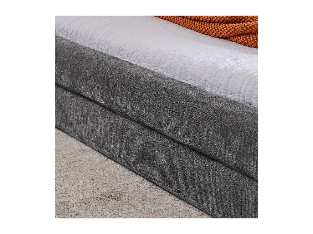 Tweepersoonsbed 160x200 cm, ergonomisch design, zacht chenille, eucalyptus en metalen frame, donkergrijs (160x200x60 cm)