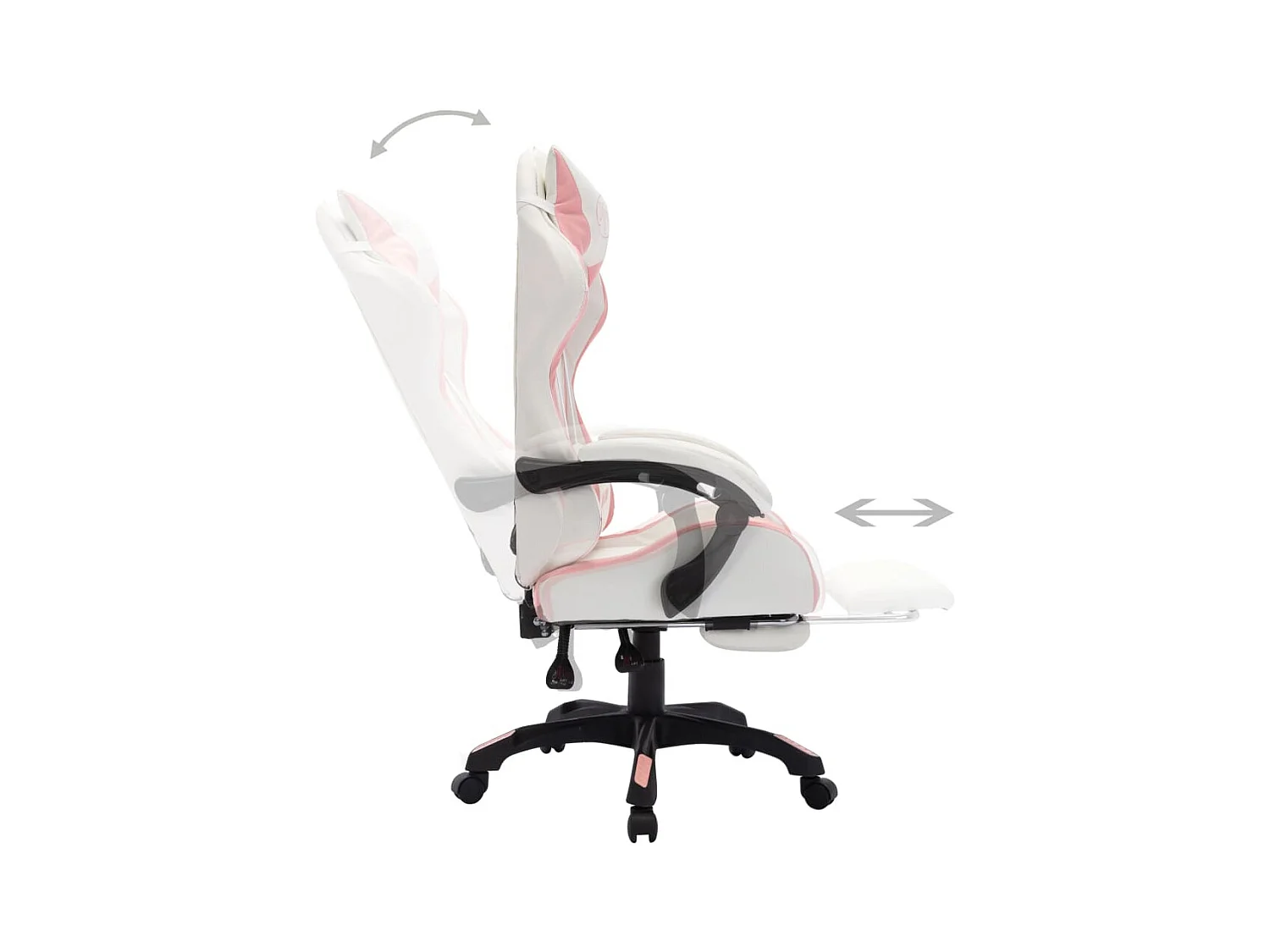 Silla gaming con LED RGB de piel sintética rosa y blanca