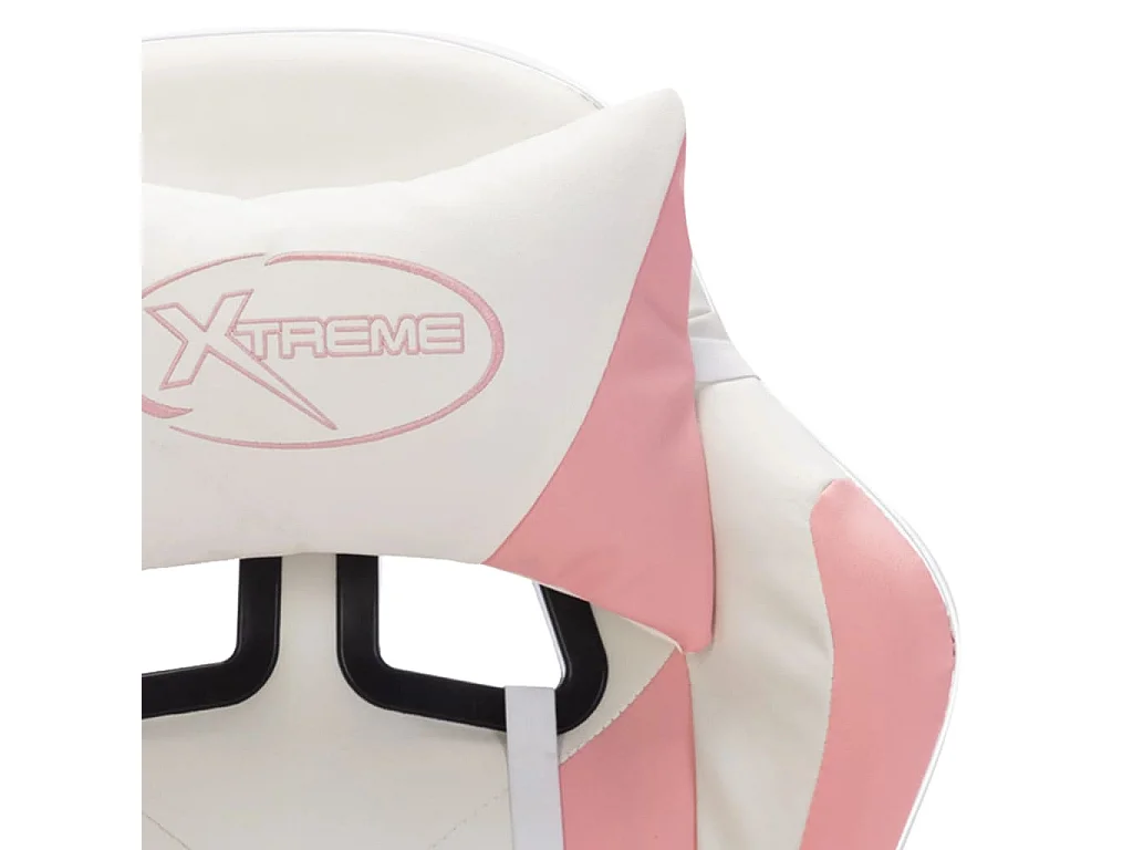 Silla gaming con LED RGB de piel sintética rosa y blanca