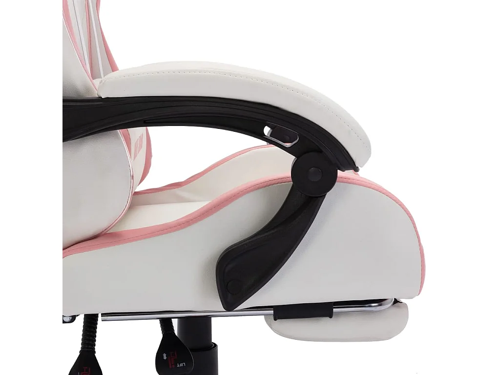 Sedia da gaming con LED RGB in similpelle rosa e bianca