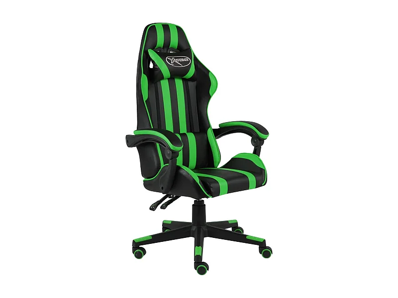 Silla gaming de piel sintética negra y verde