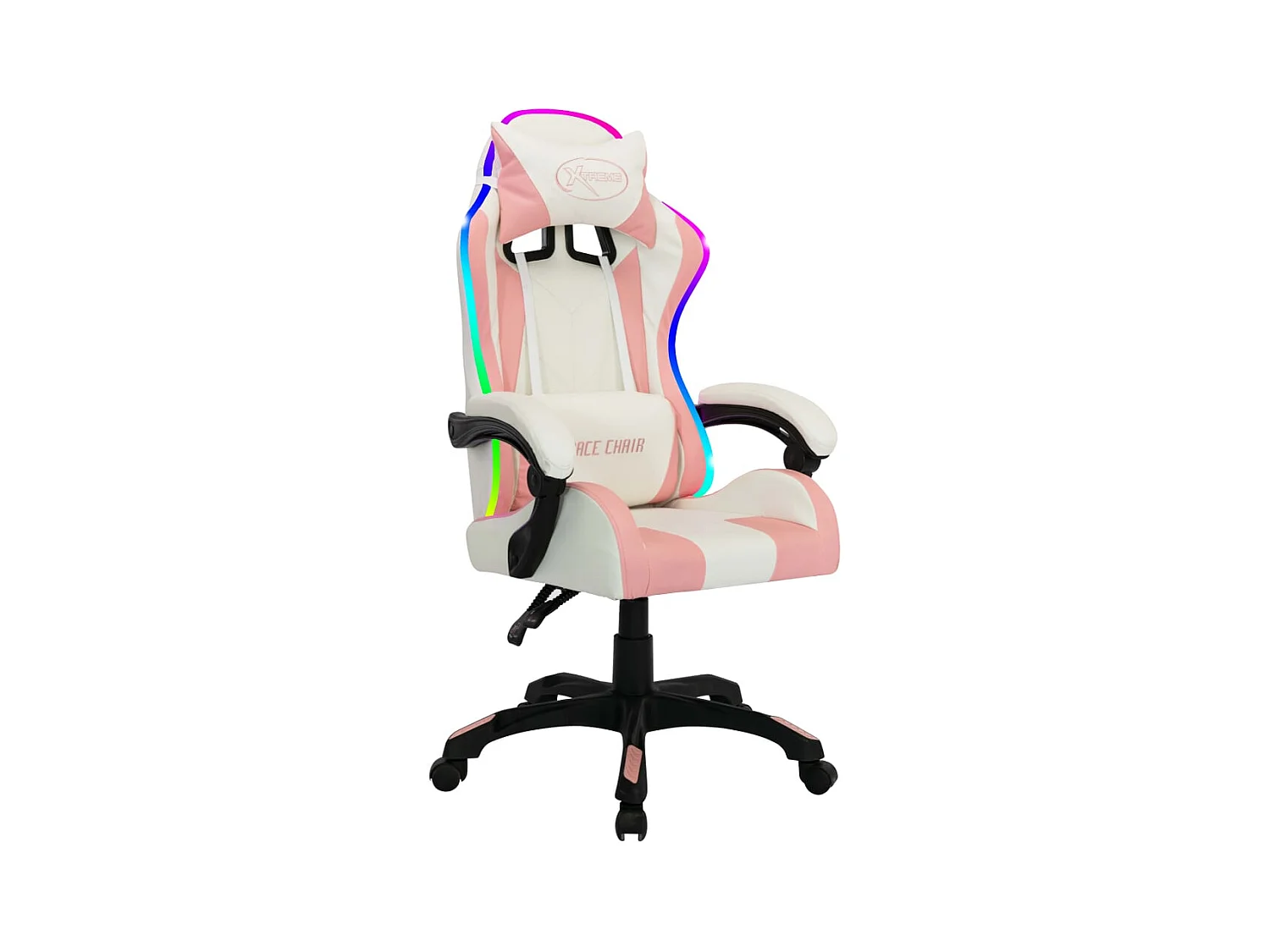 Fauteuil de jeux vidéo avec LED RVB Rose et noir Similicuir