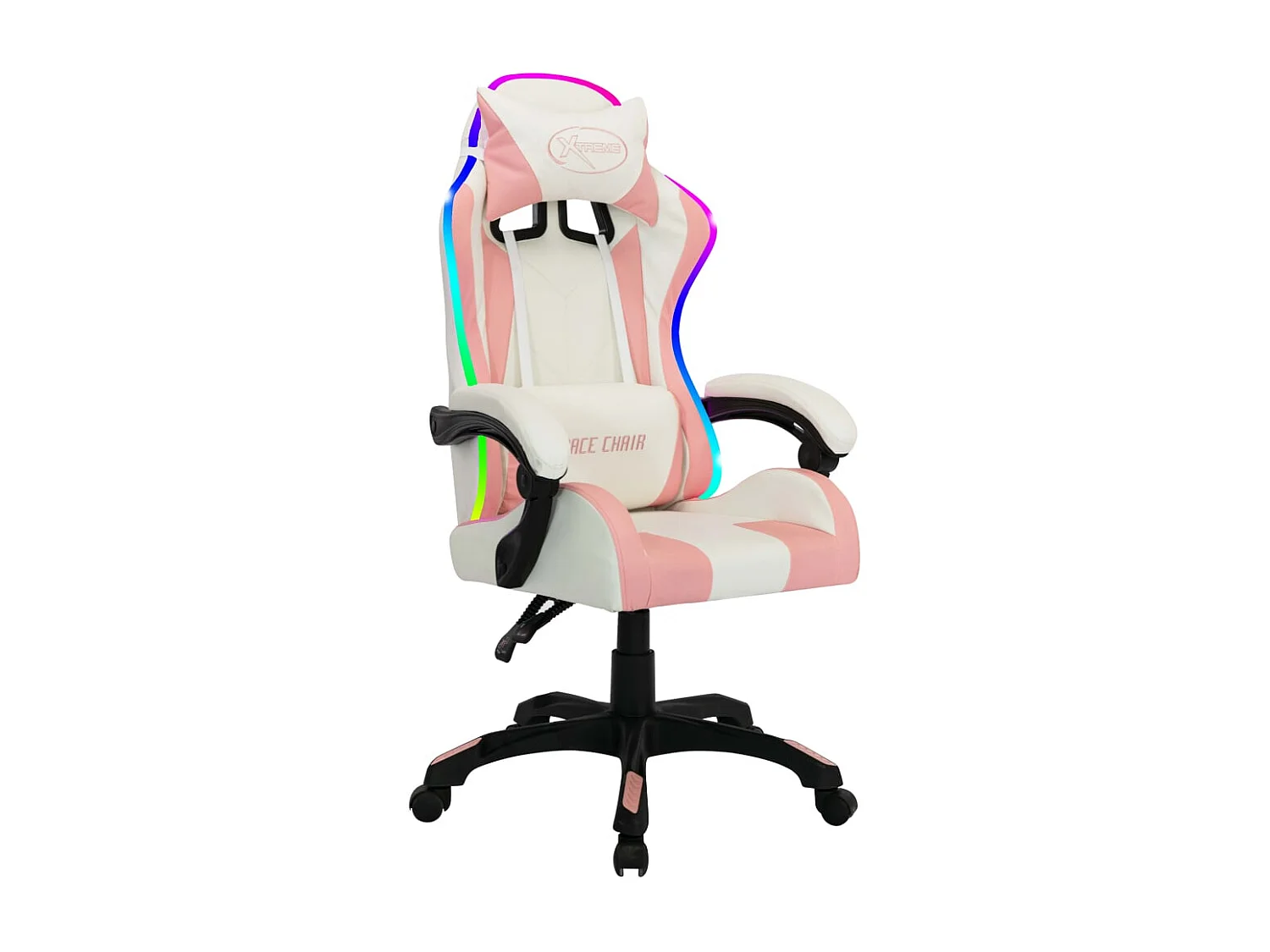 Sedia da gaming con LED RGB in similpelle rosa e nera